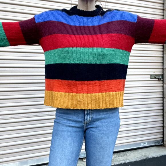 Urban Outfitter Bobby Boyfriend Rainbowcore kidcore striped Sweater Y2K Sz S - Picture 4 of 7